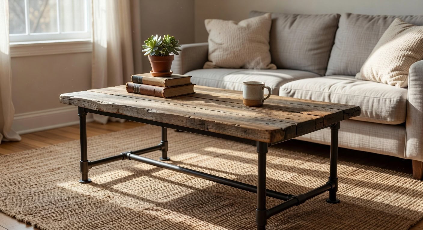Beautiful view of Vintage Exposed Pipe Coffee Table