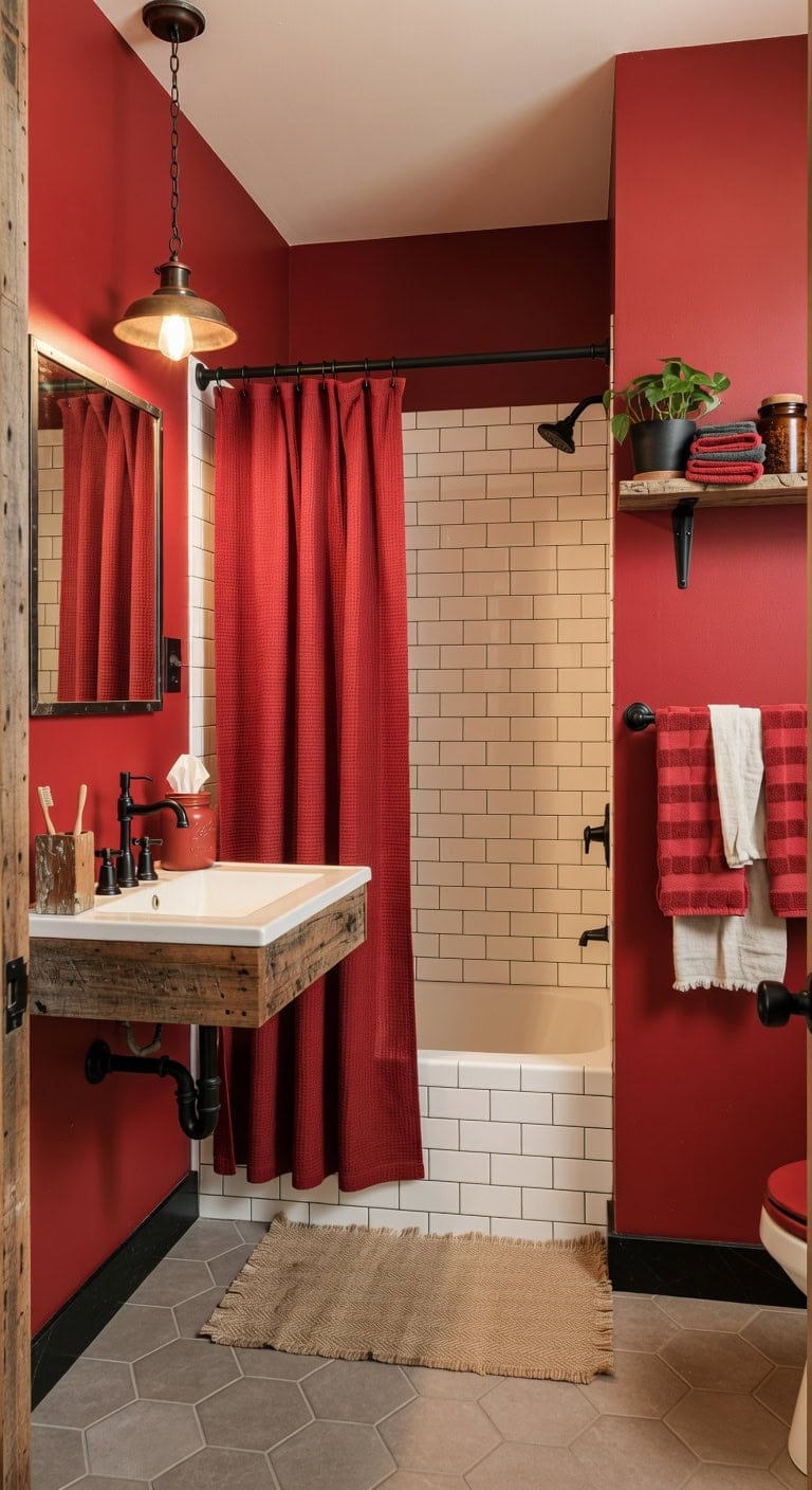 rustic red and black farmhouse