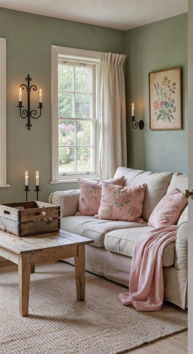 sage cottage with florals