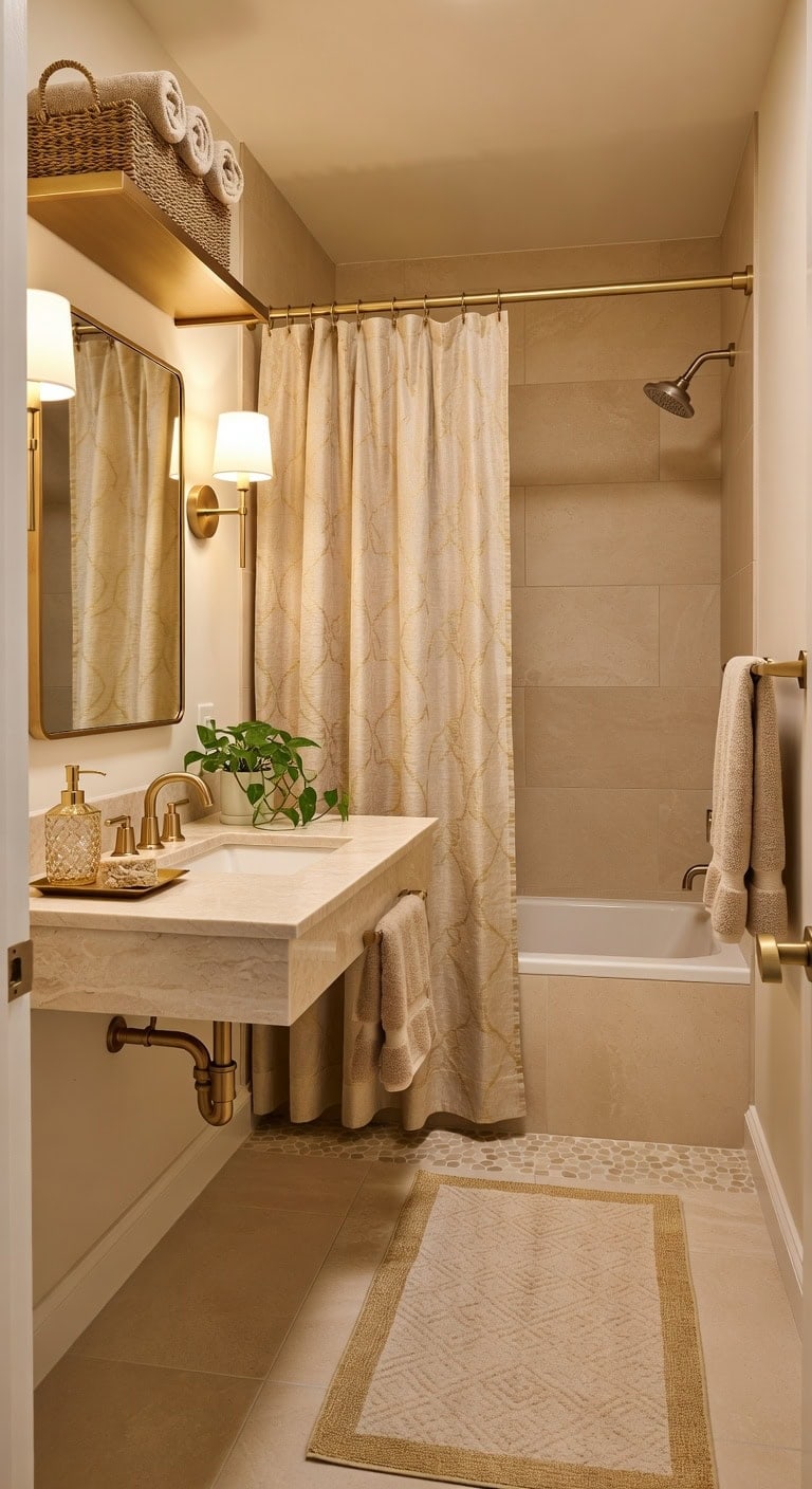 sand and gold bathroom glamour