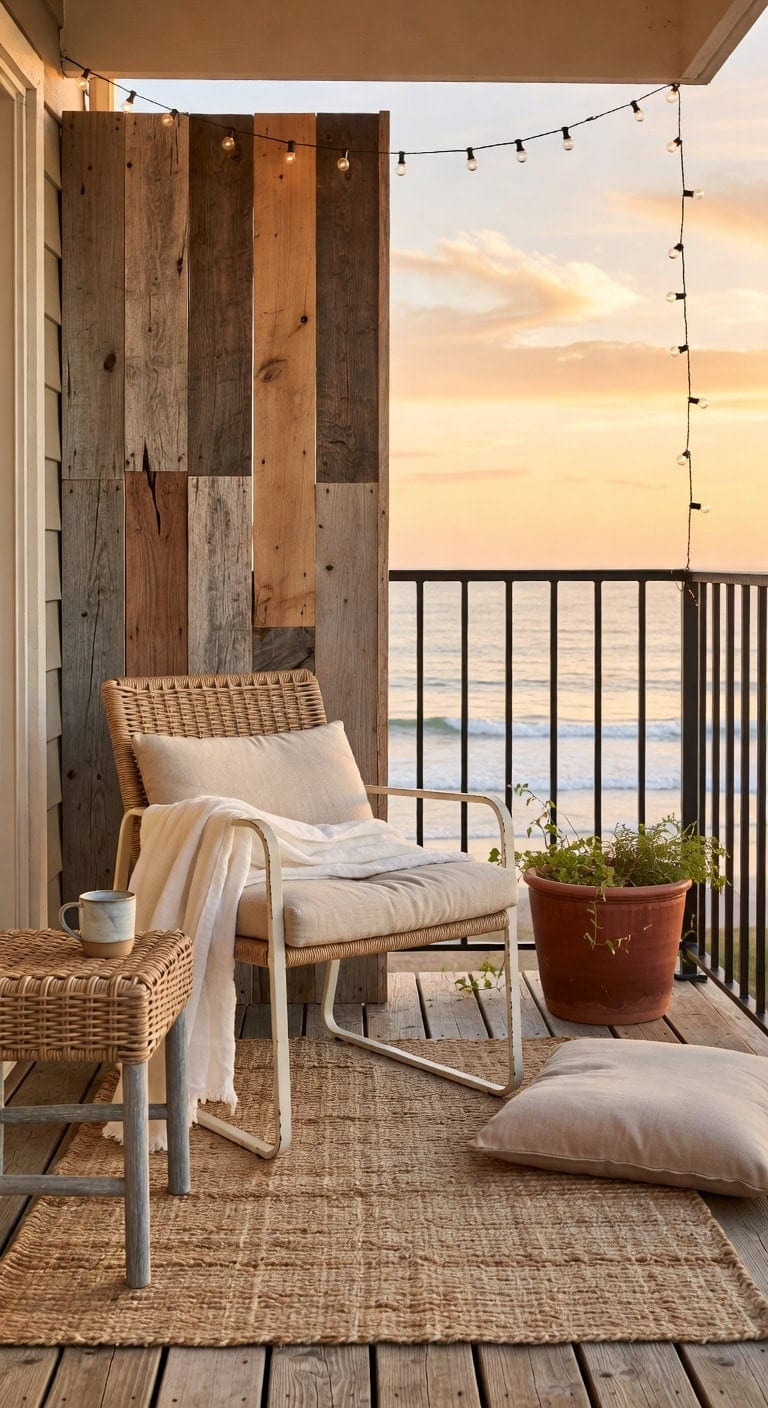 sandy jute coastal balcony retreat