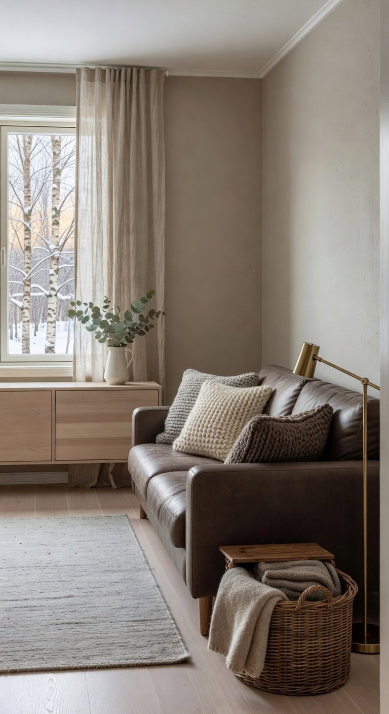 scandi cozy neutral wood accents