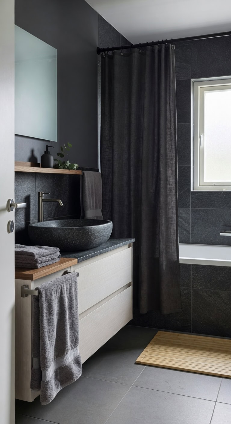 scandinavian dark granite retreat