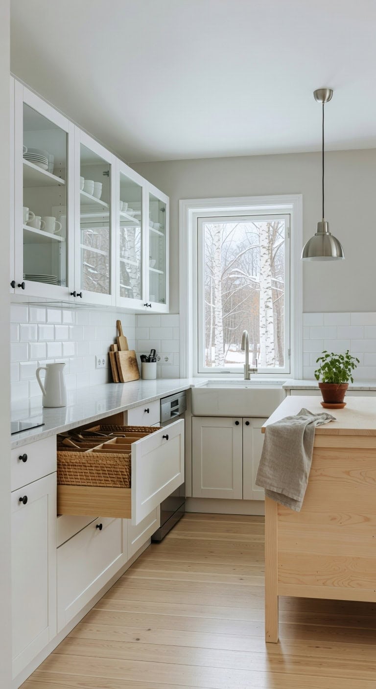 scandinavian light glass kitchen