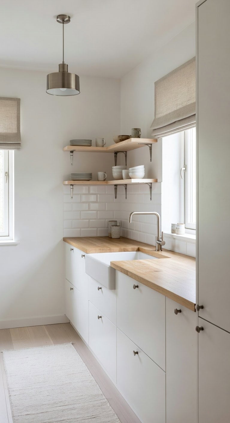 scandinavian open kitchen light wood