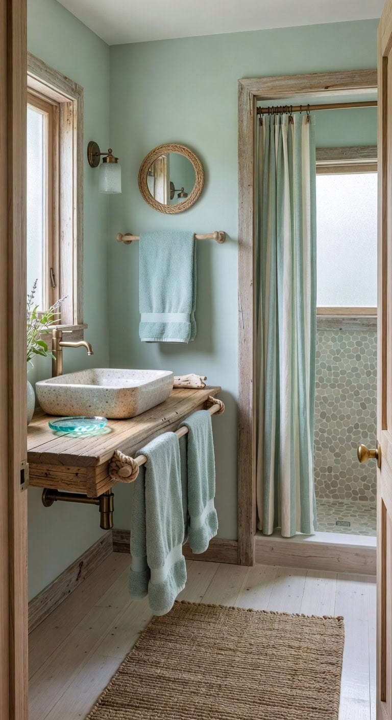 sea glass pebbles coastal bath