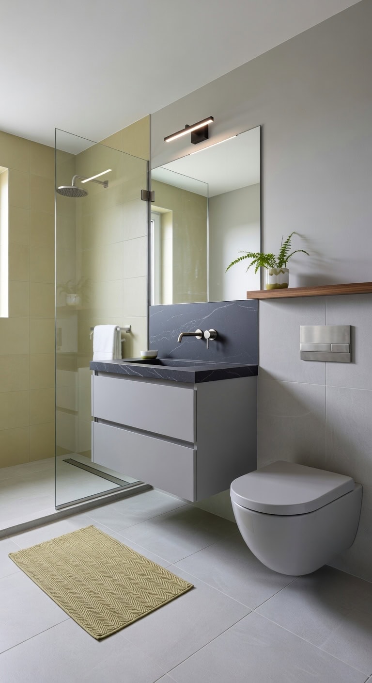 serene minimalist pistachio gray bathroom sanctuary
