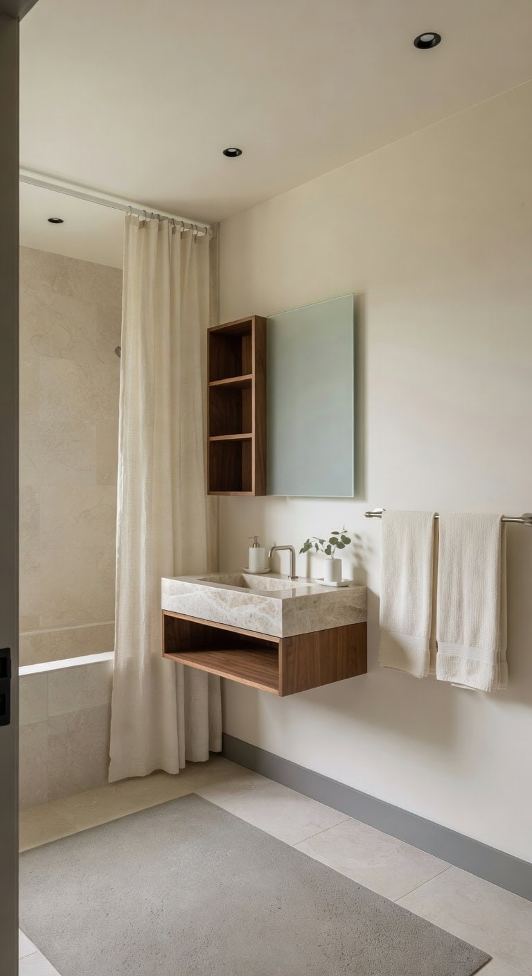 serene minimalist stone bathroom
