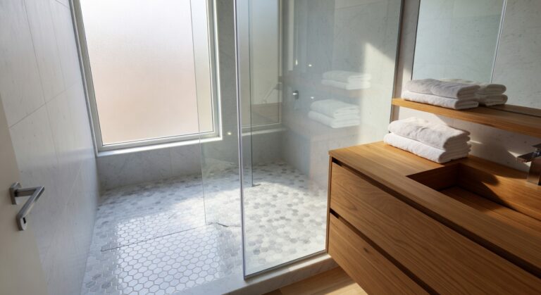 shower ready marble hexagon mosaic tiles