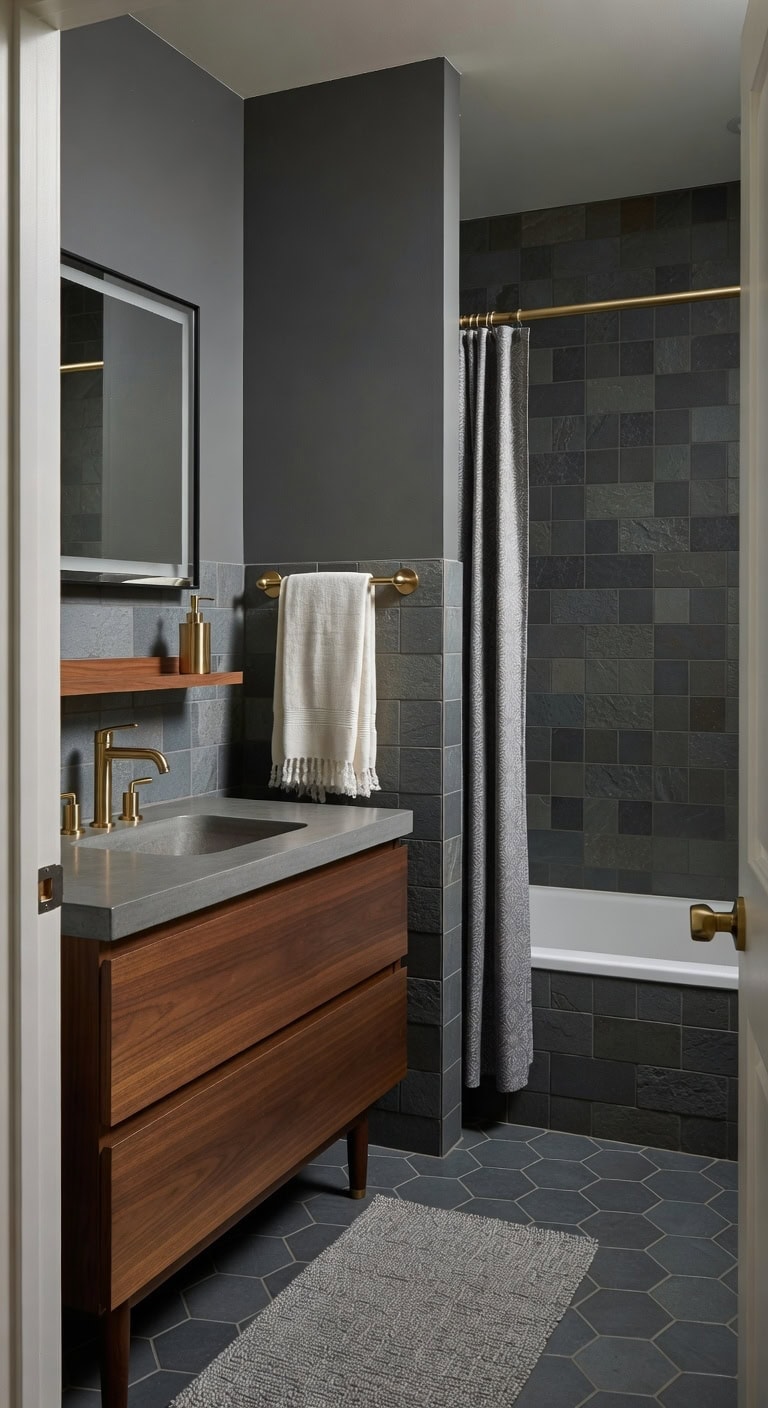 slate brass walnut warmth