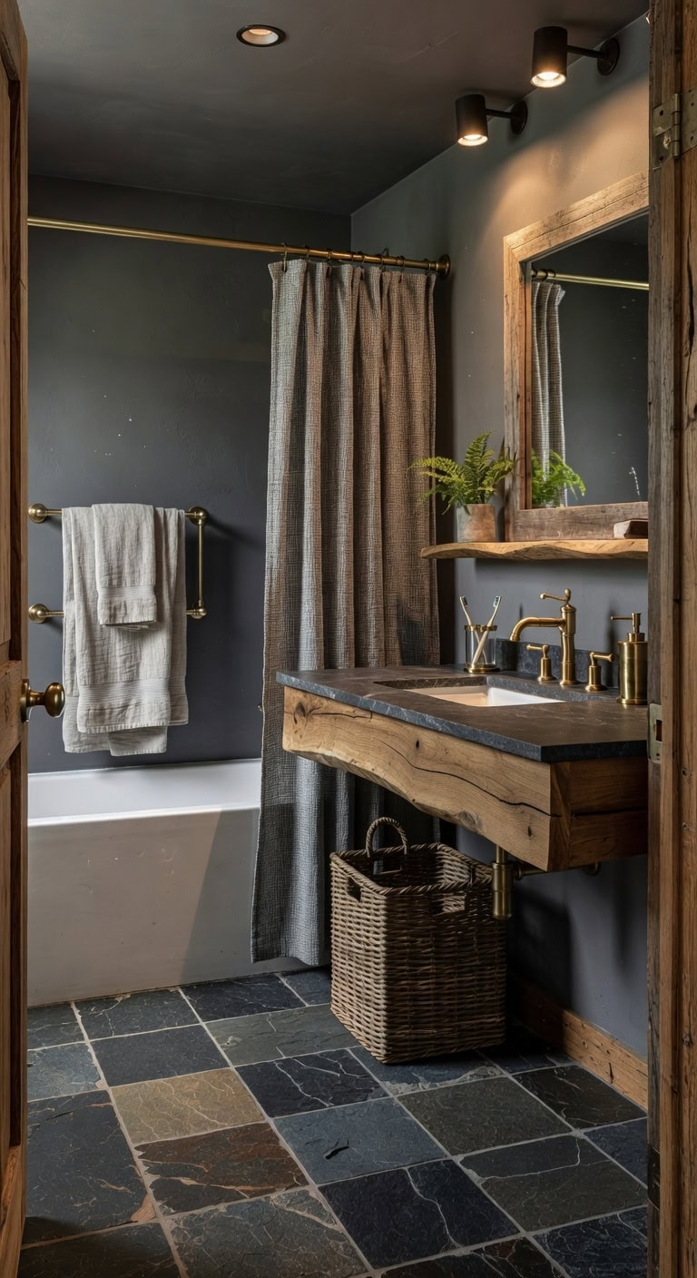 slate brass woven rustic retreat
