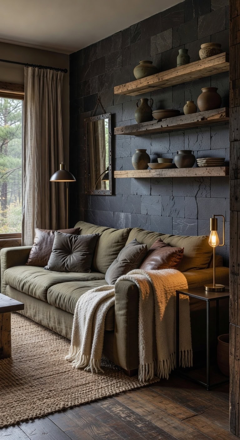 slate gray rustic cozy retreat