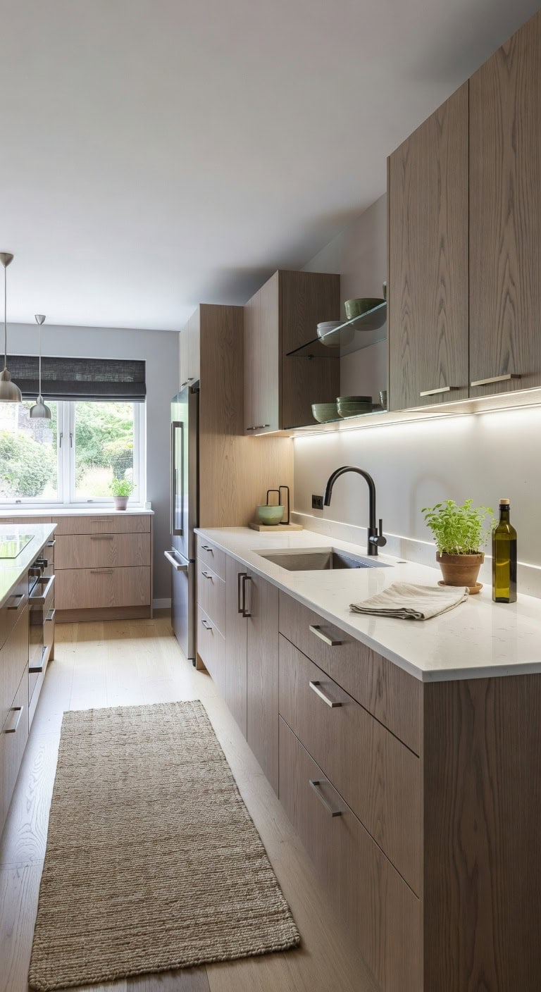 sleek ash wood kitchen