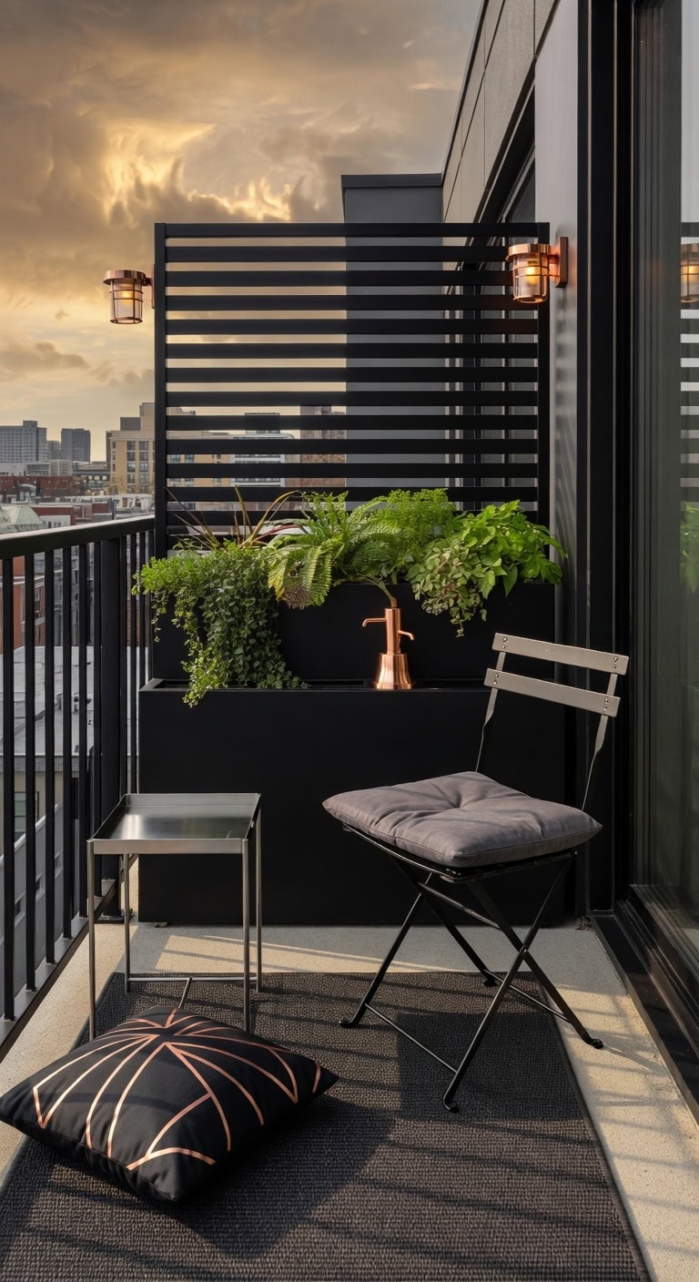 sleek black self watering planter