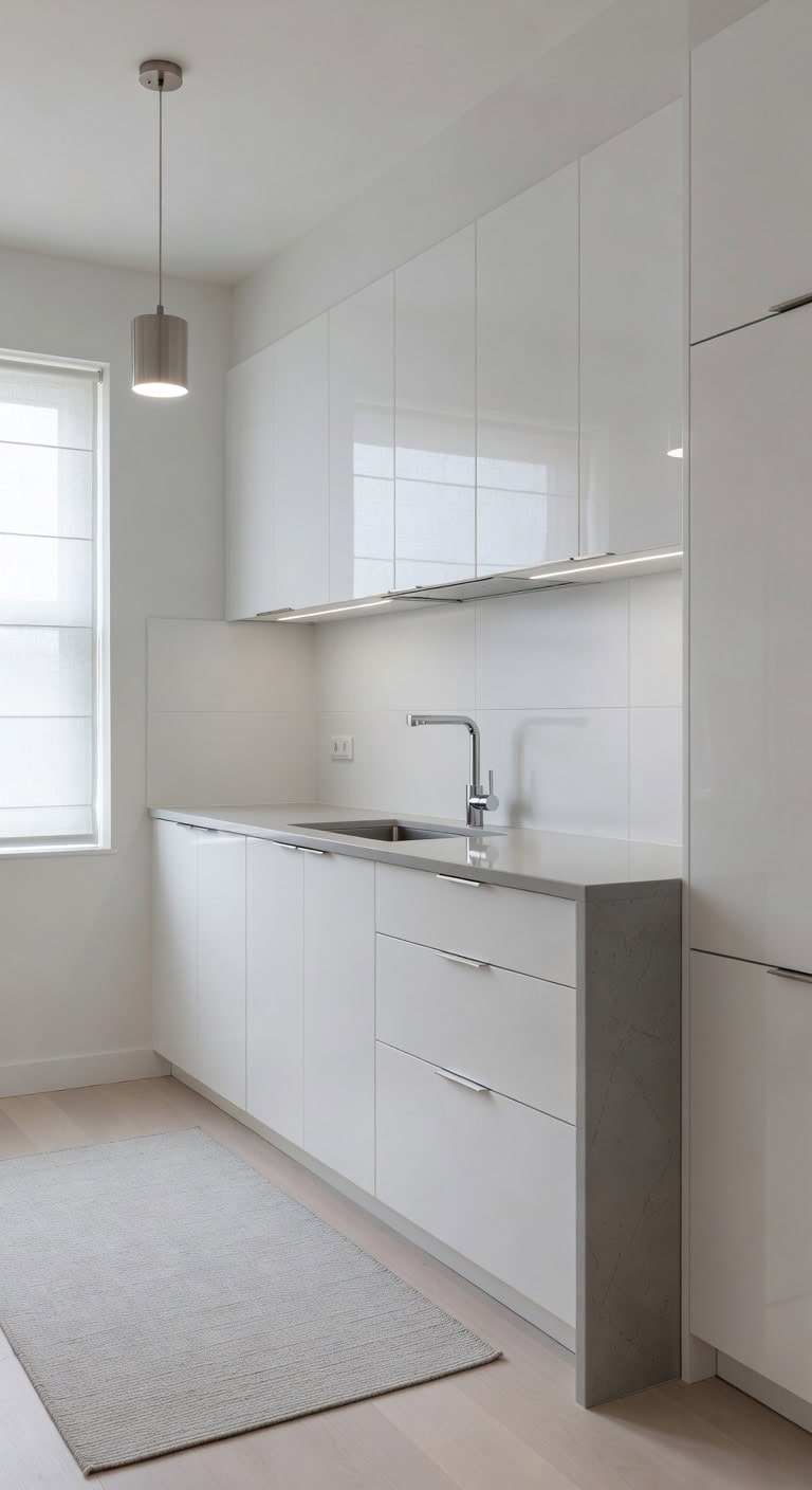 sleek minimalist high gloss kitchen cabinets