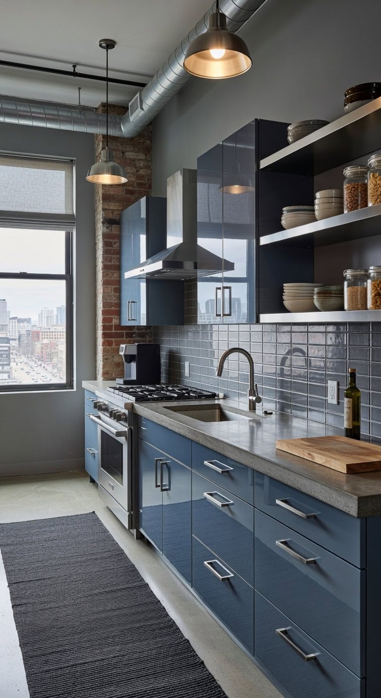sleek modern industrial loft kitchen design