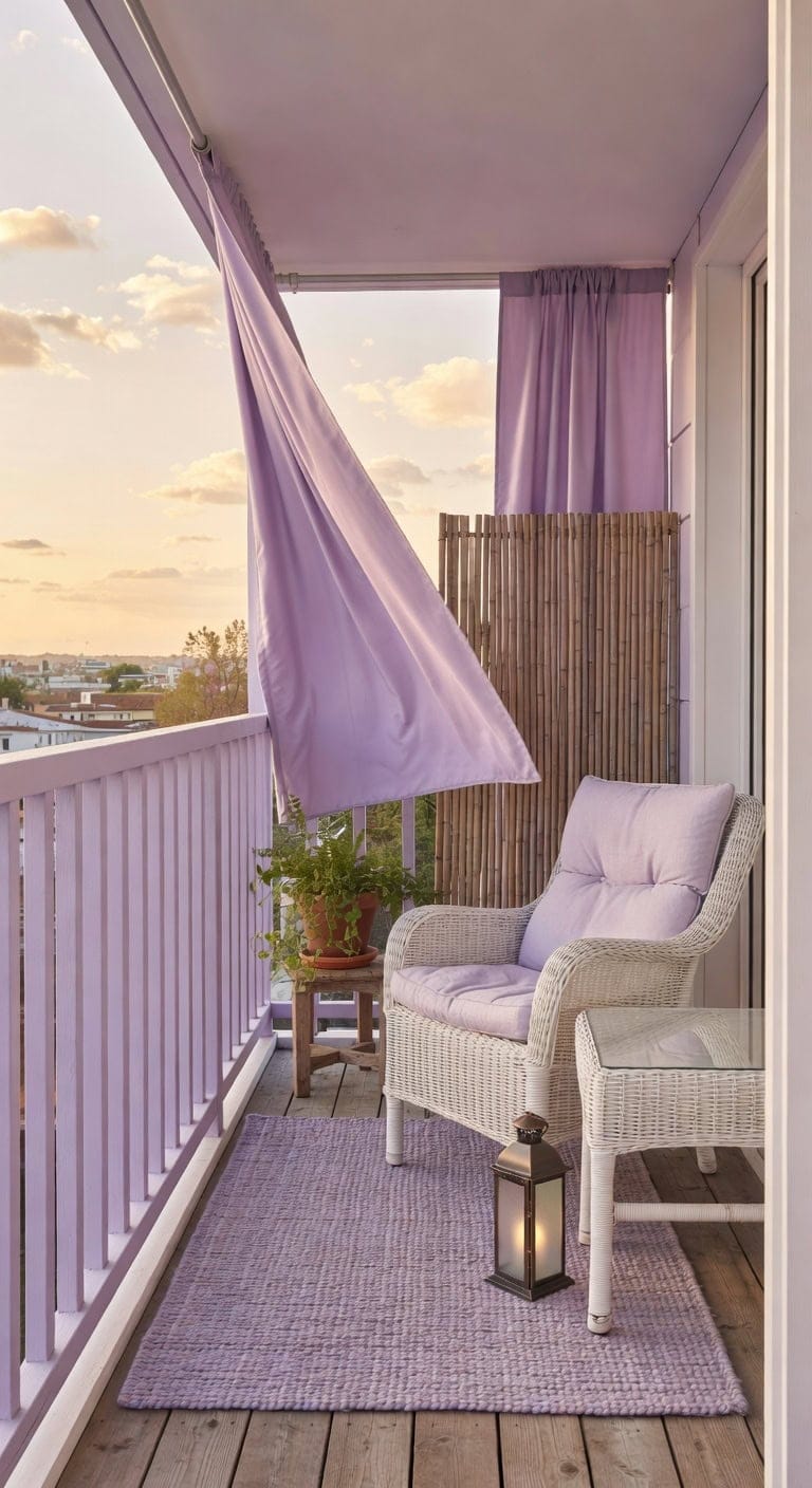 soft lavender waterproof balcony curtain