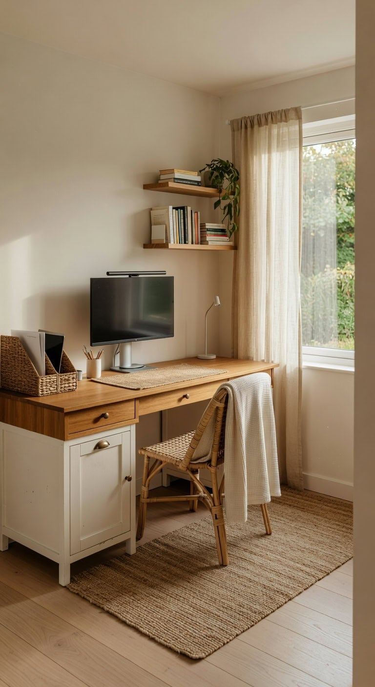 softly layered natural light workspace