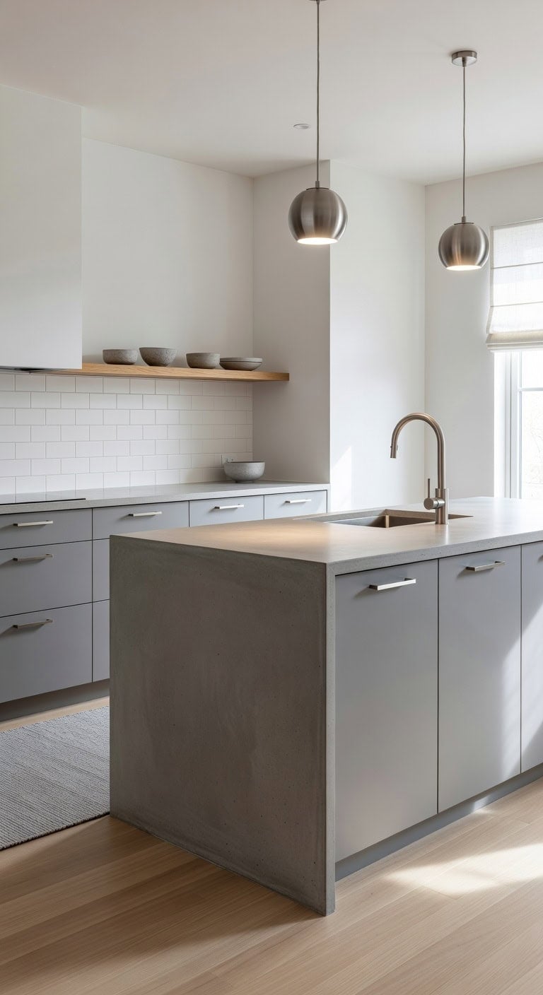 sophisticated concrete modern minimalist kitchen