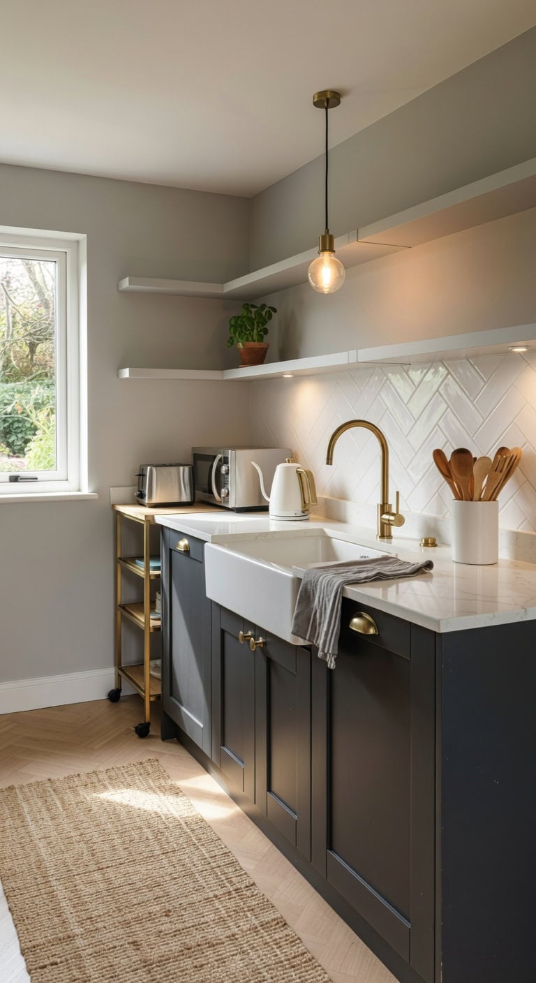 sophisticated dark grey kitchen transformation