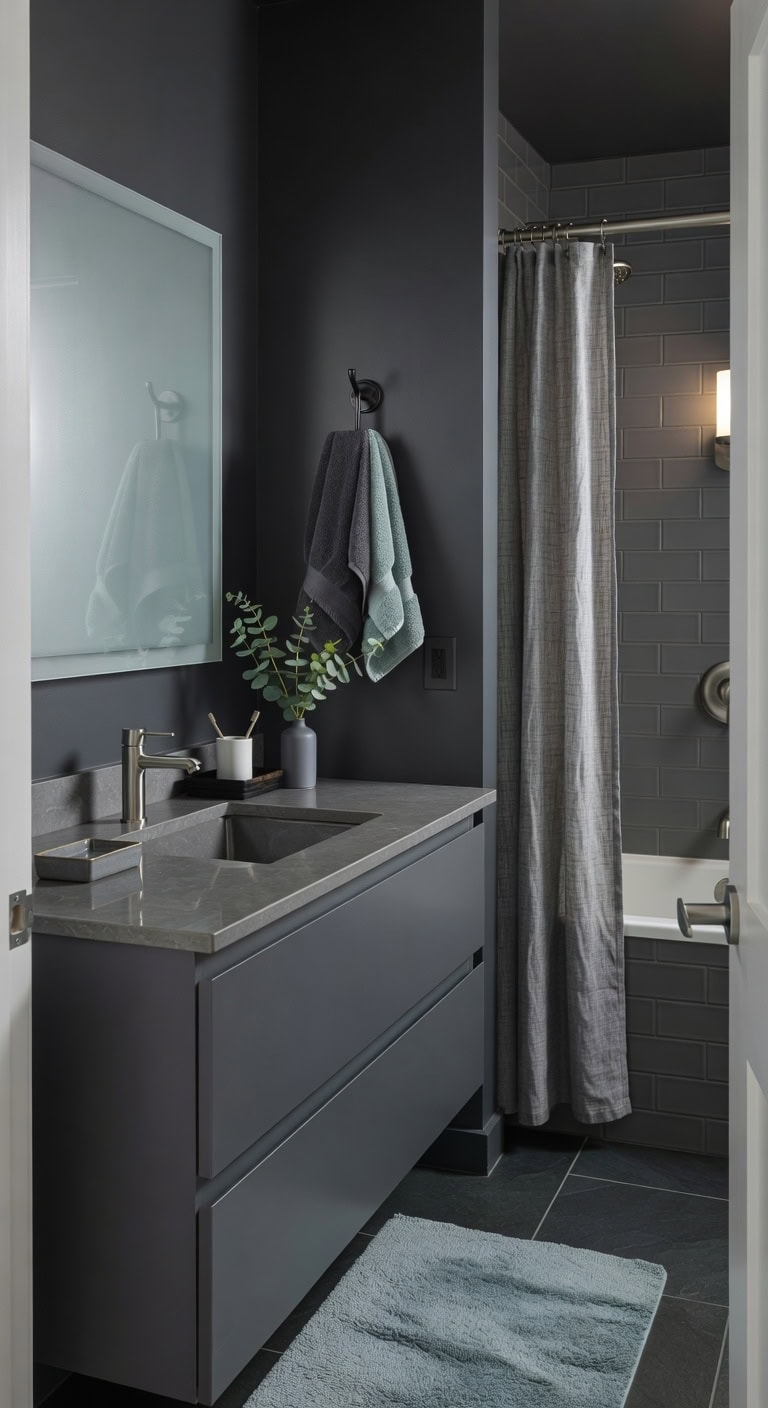 sophisticated slate gray bathroom ensemble