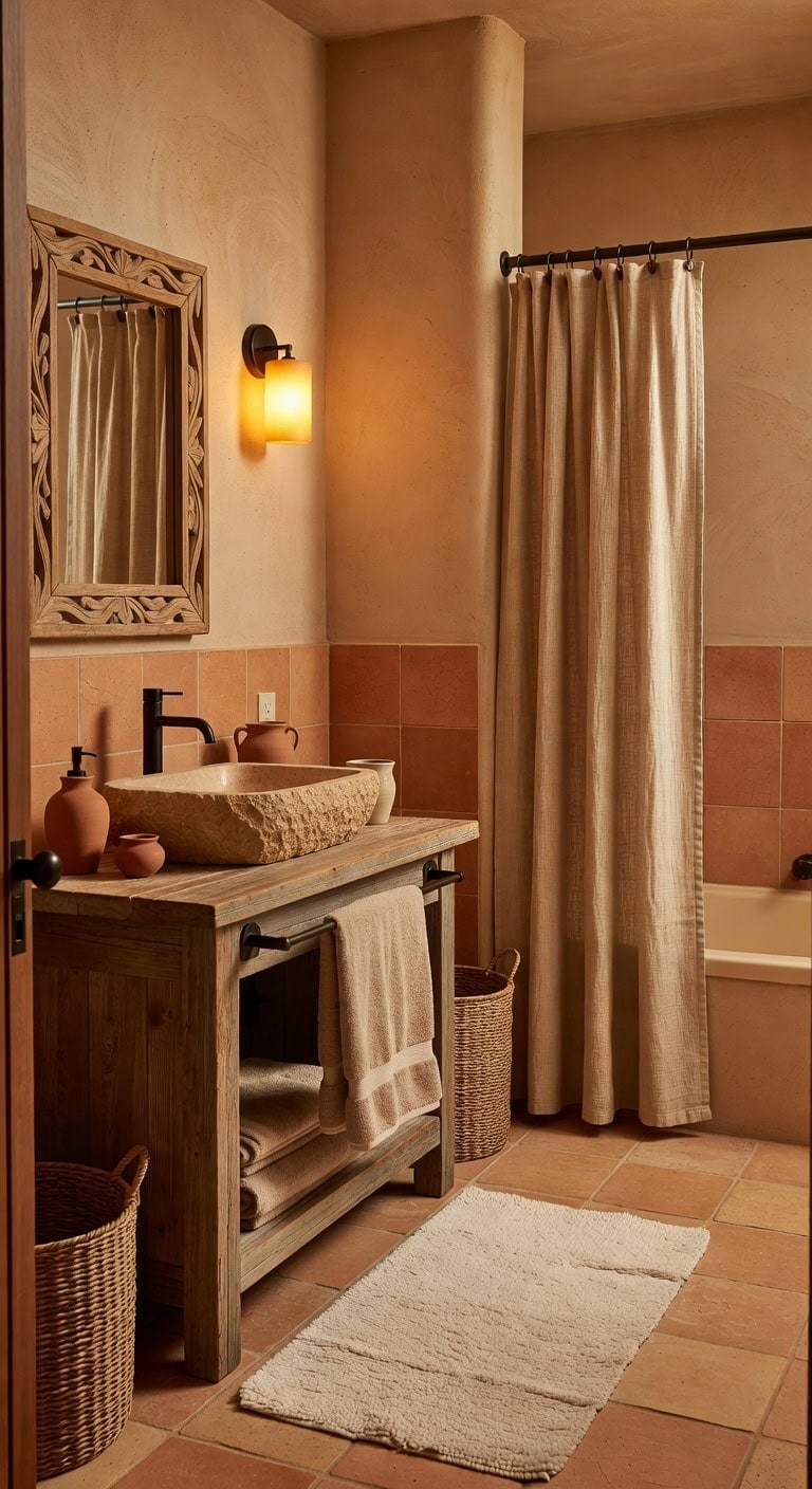 southwestern terracotta sandstone bathroom