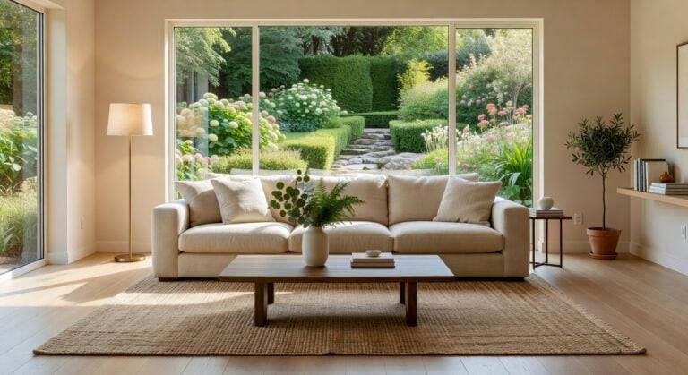 spacious comfortable beige linen sectionals