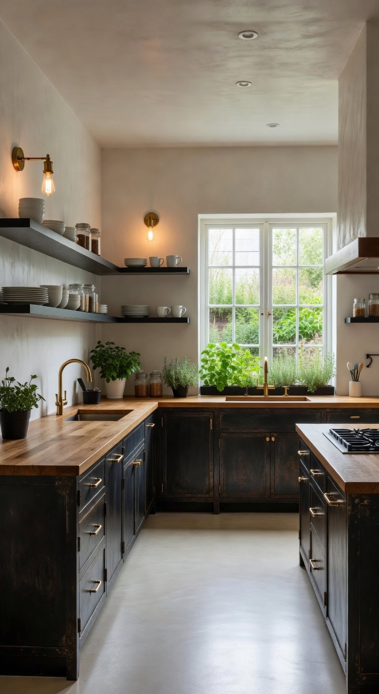 spacious kitchen design without upper cabinets