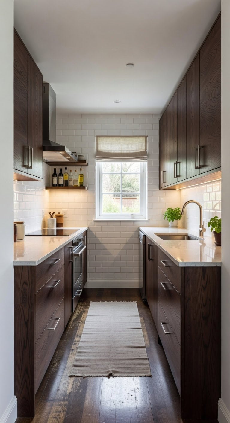 streamlined sophistication in galley kitchens