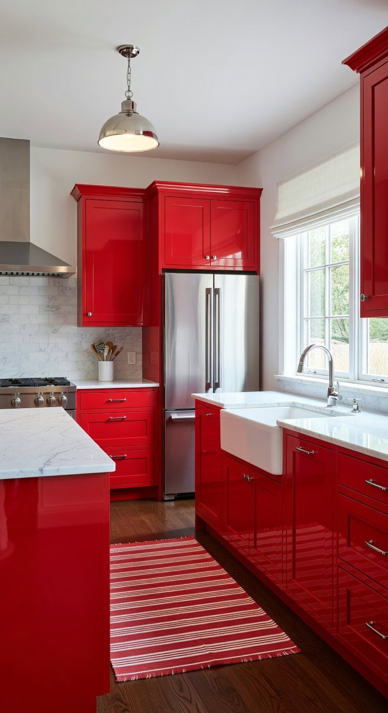 striking scarlet captivates crisp aesthetic