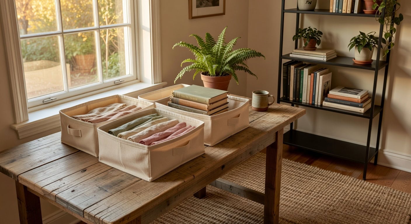 sturdy spacious collapsible cotton canvas bins