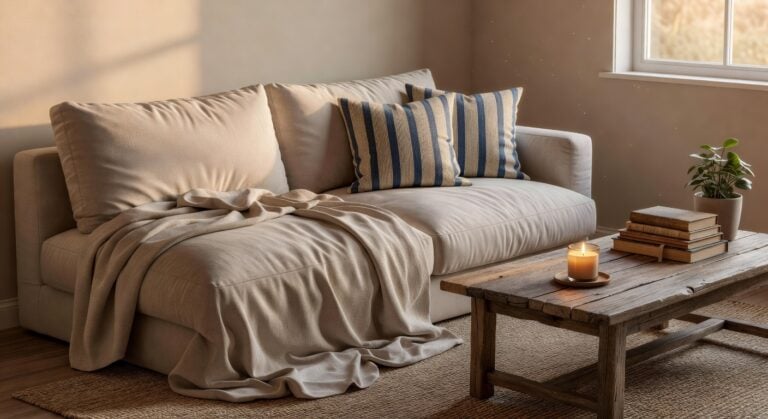 stylish blue beige striped pillows