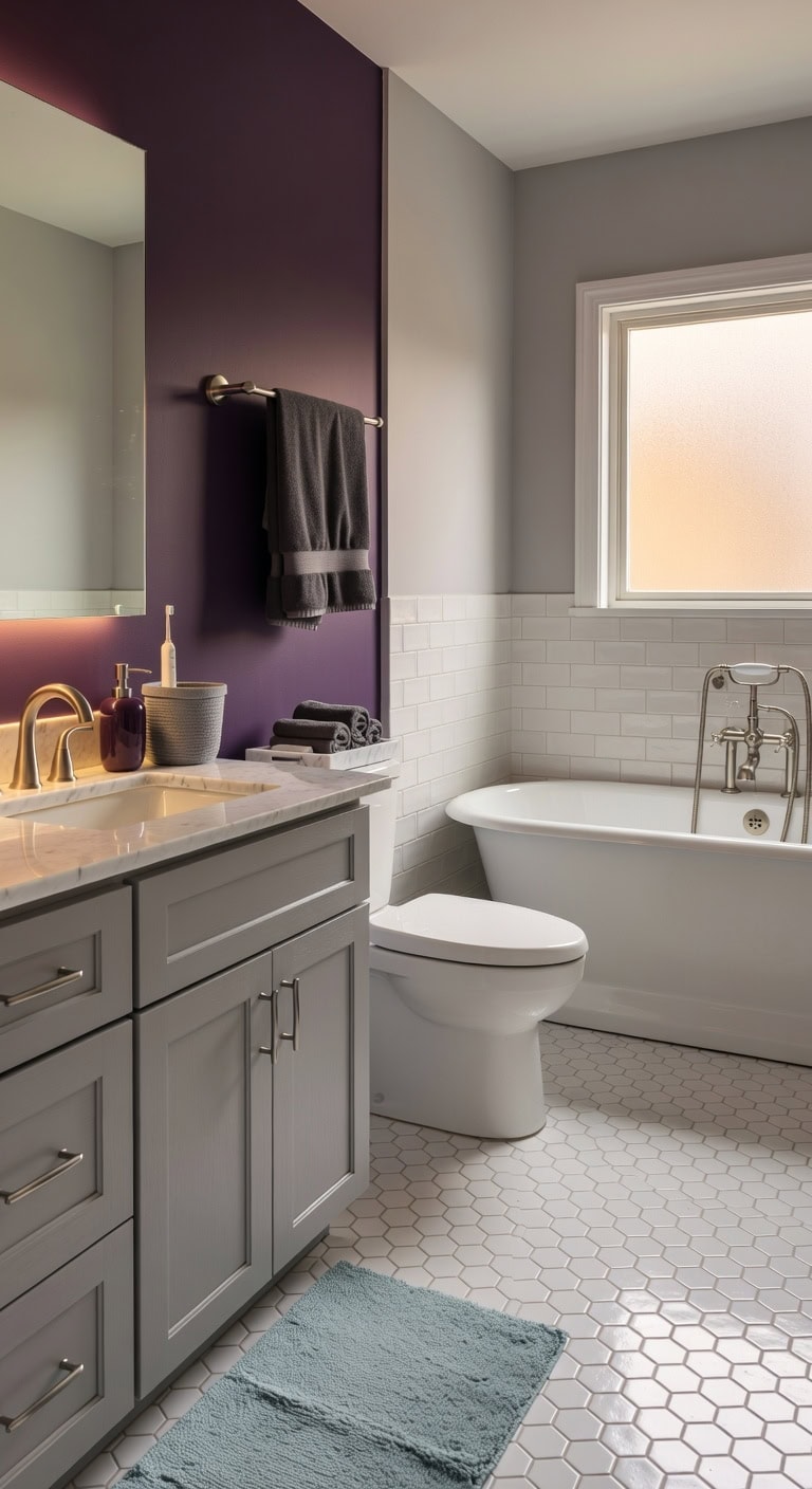 stylish cozy color popping bathroom upgrade