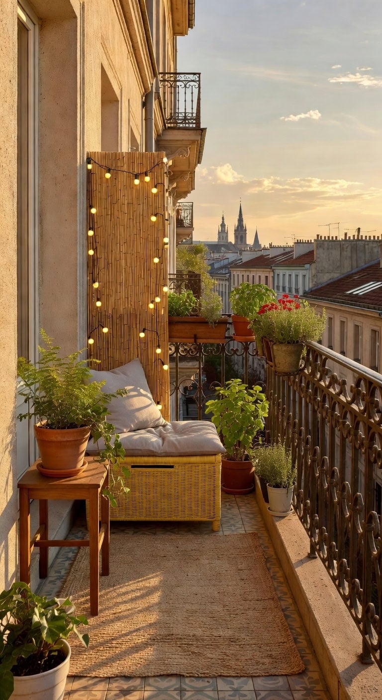 sunny yellow rattan storage bench