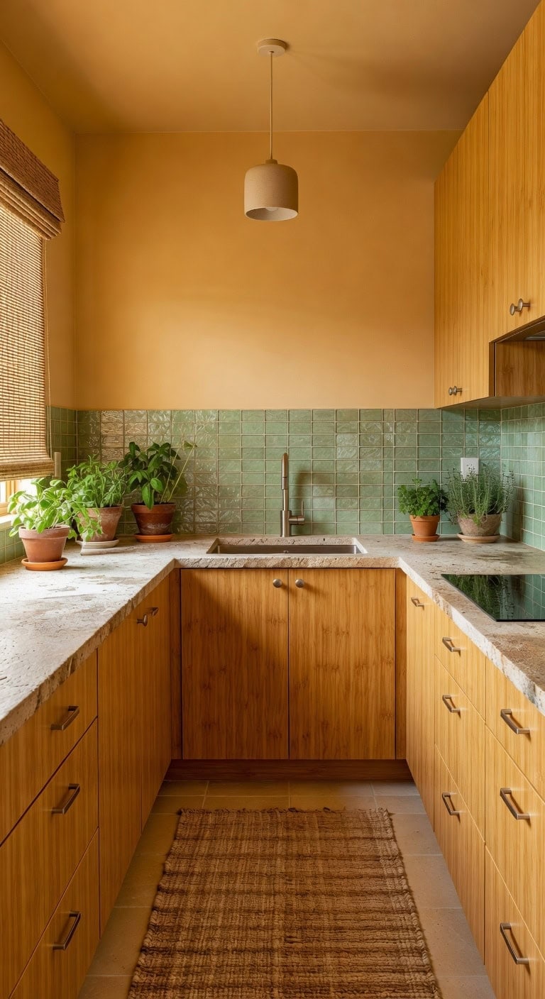 sustainable bamboo kitchen with earthy palette