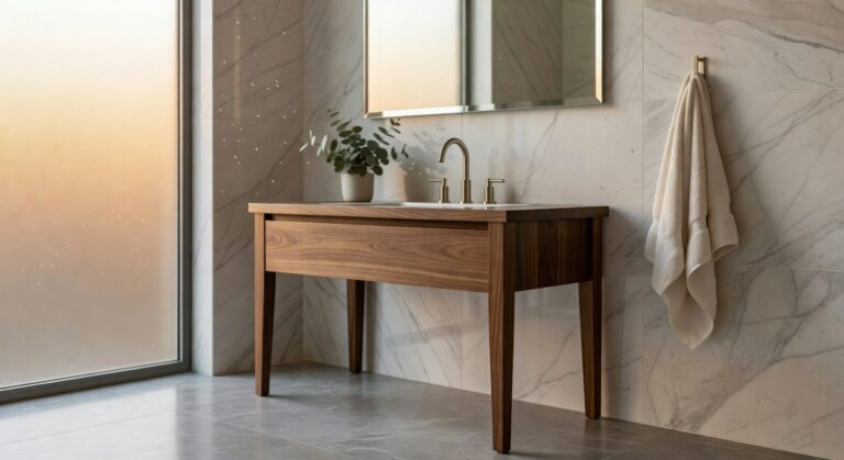 tapered walnut bathroom vanity cabinets
