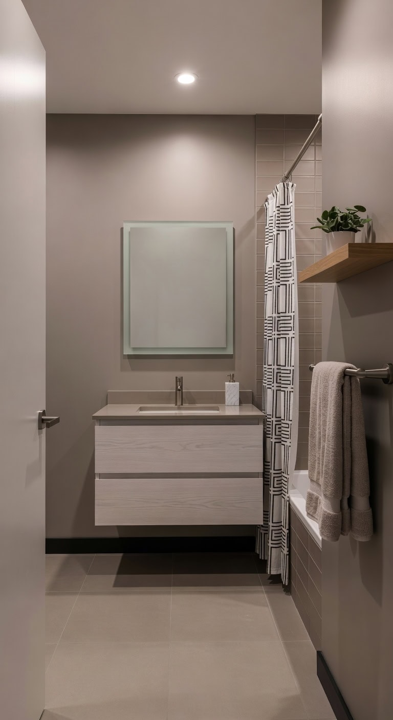taupe minimalist geometric bathroom