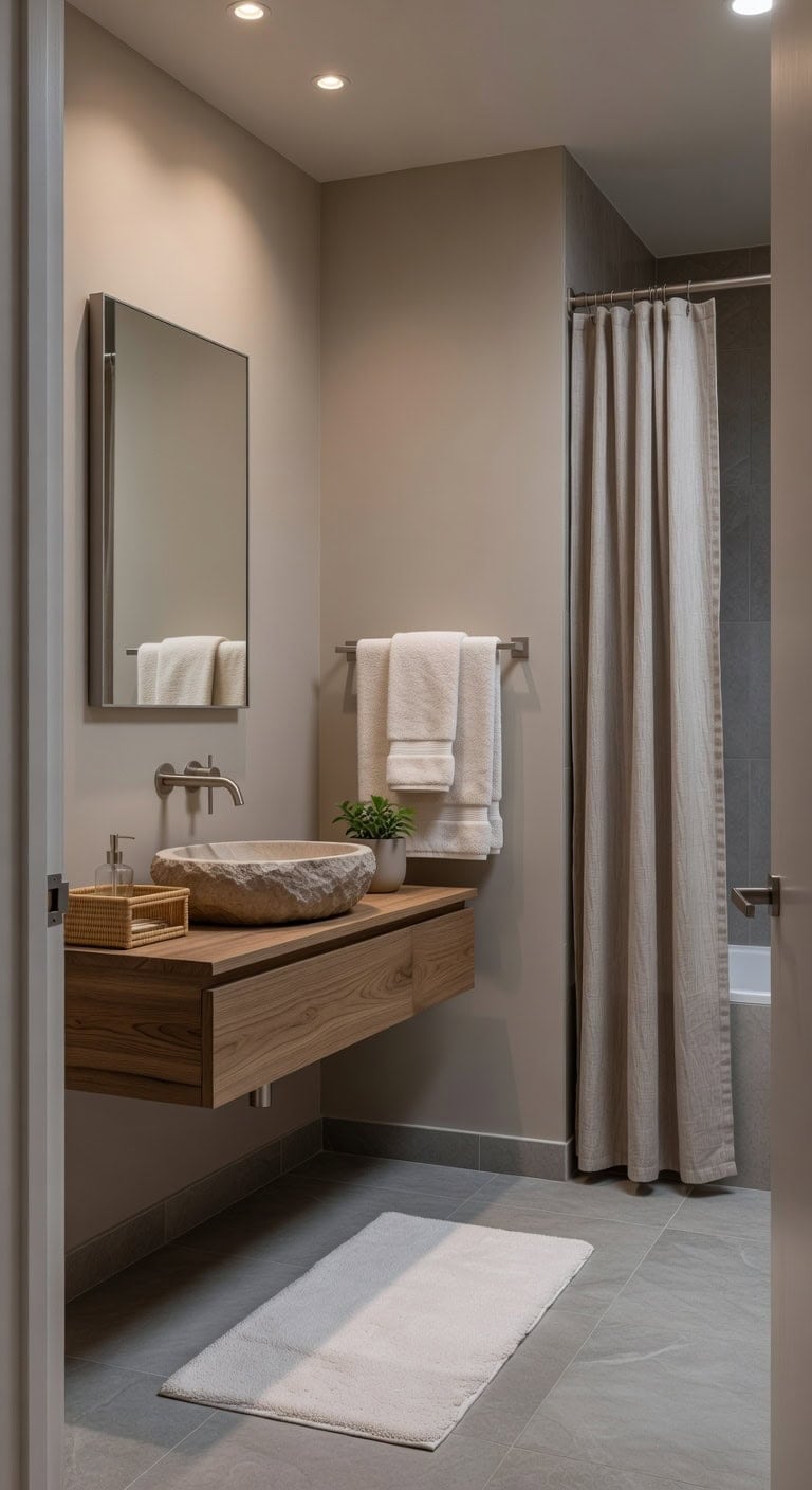 taupe slate stone bamboo retreat