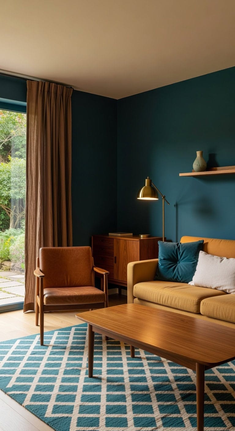 teak accented midcentury modern living