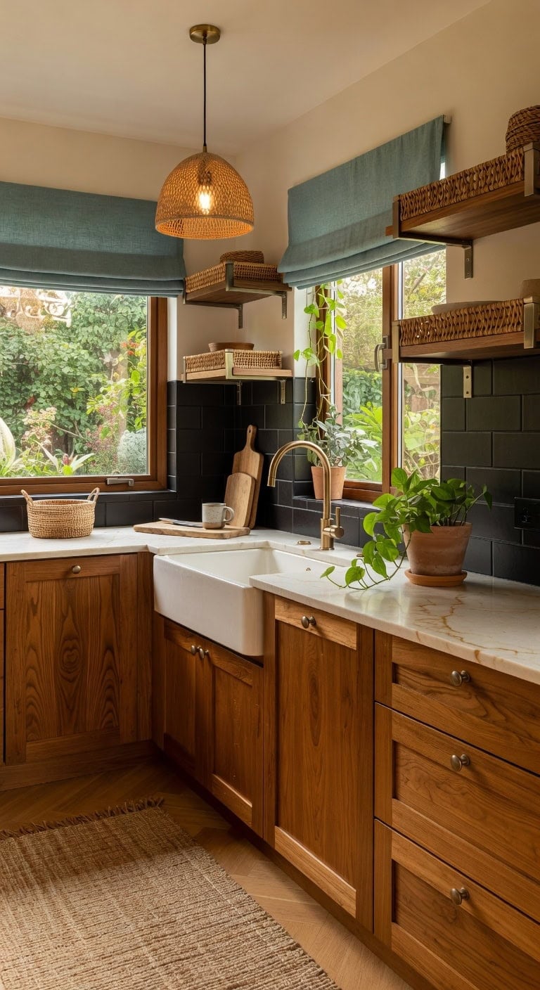 teak rattan terracotta warmth