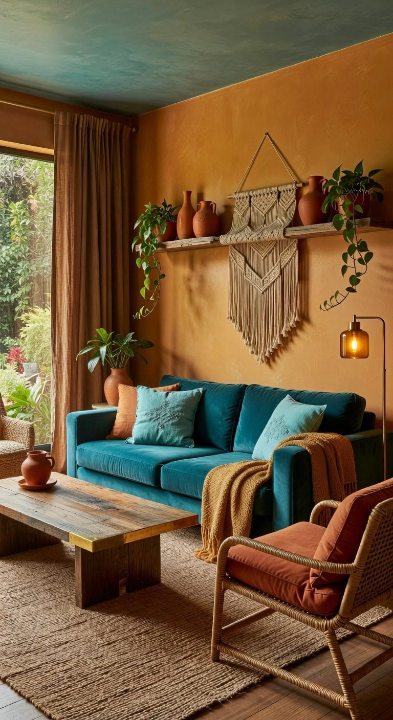 teal amber jute macram