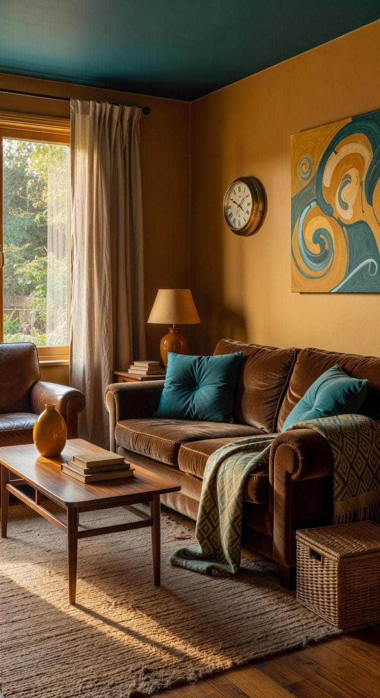 teal mustard vintage eclectic