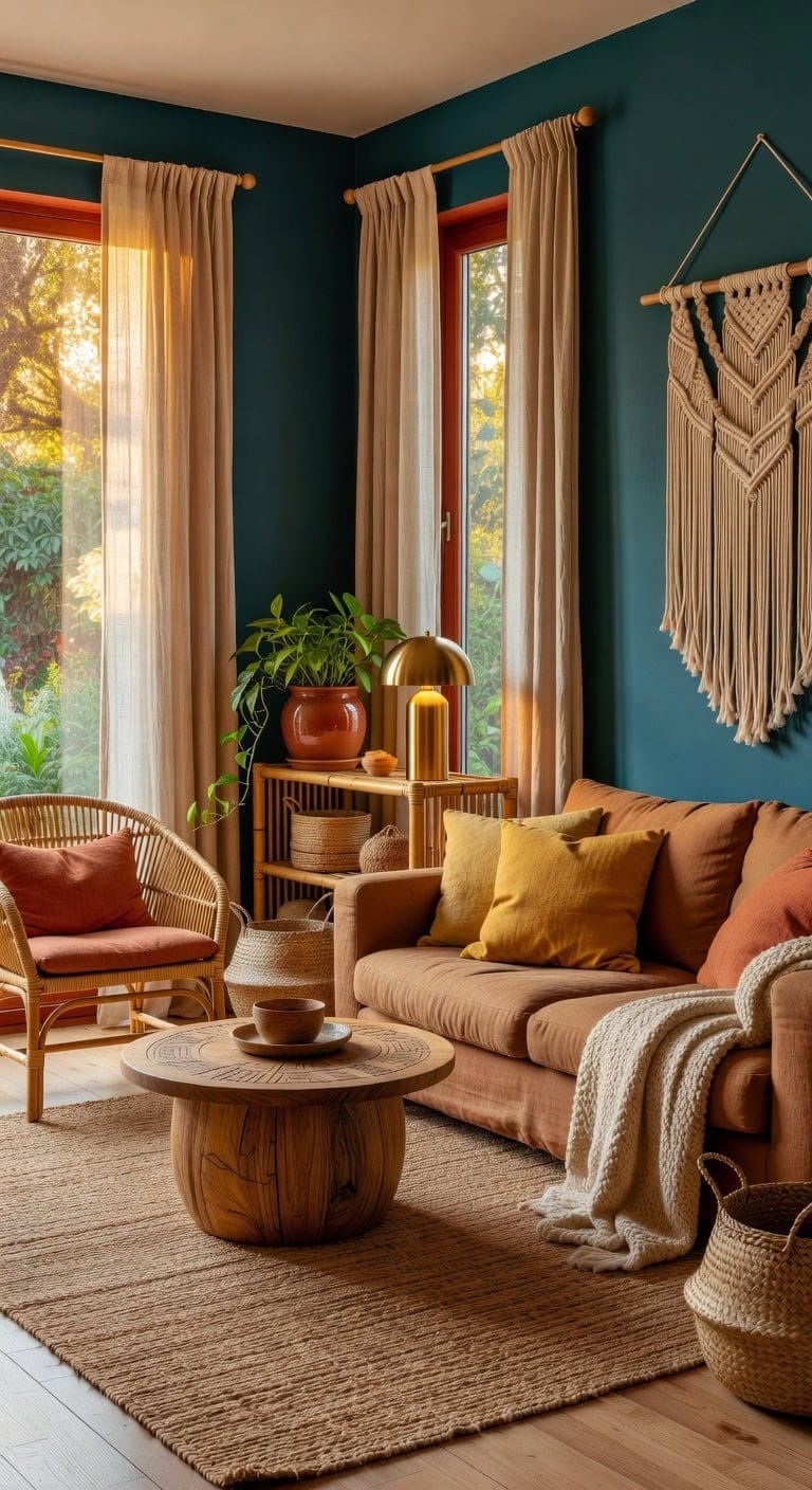 teal terracotta boho textures
