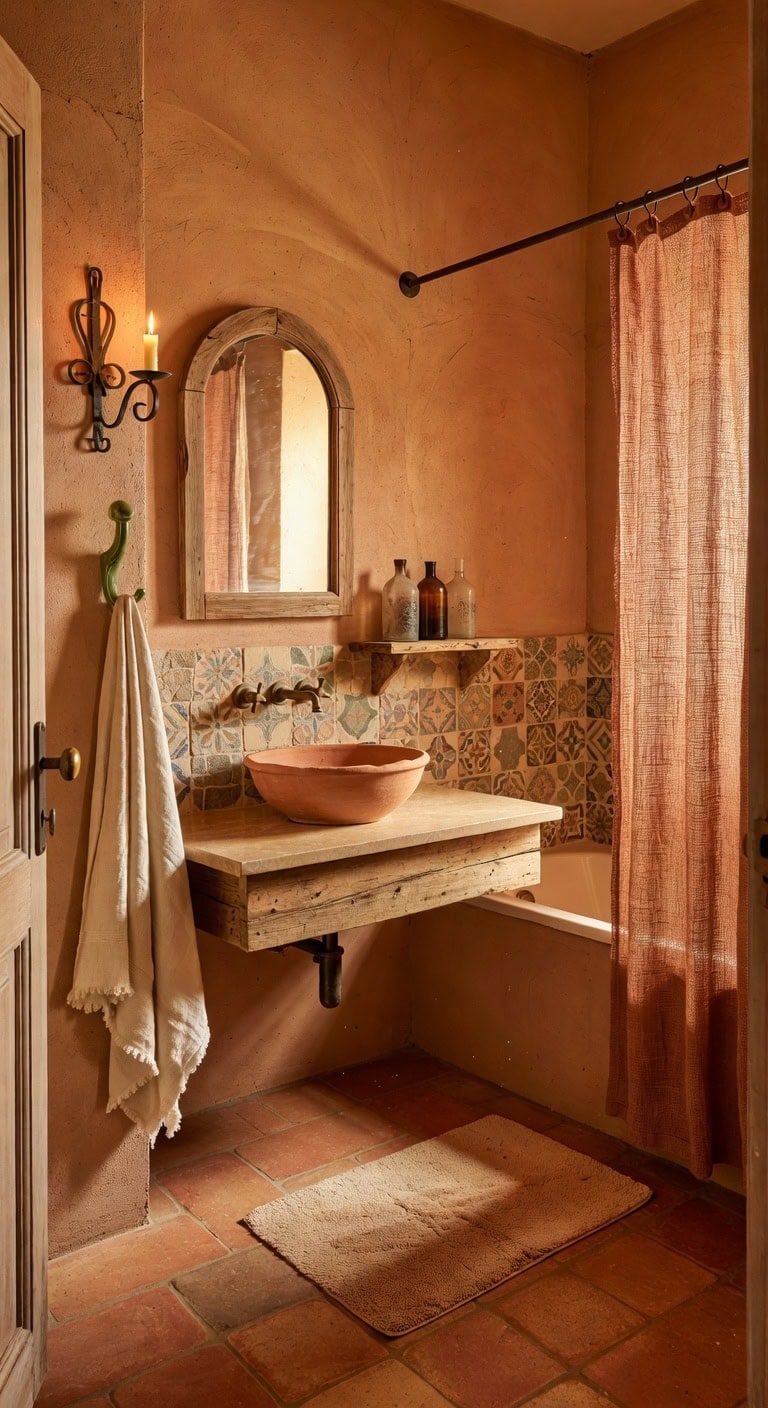terracotta mediterranean rustic bathroom