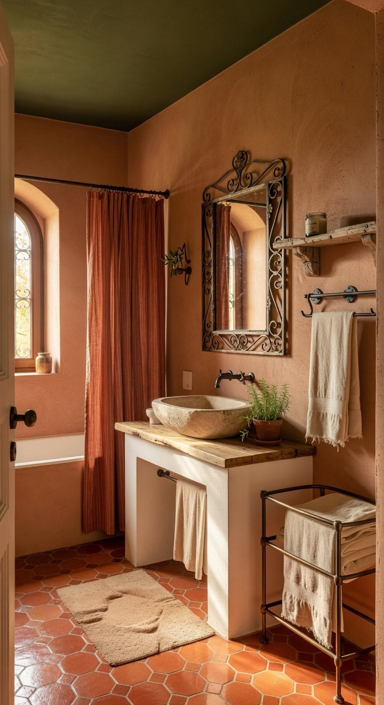 terracotta mosaic mediterranean bathscape