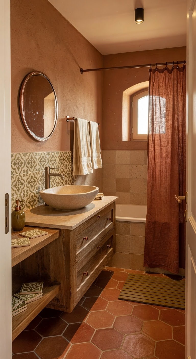 terracotta olive hand painted accents