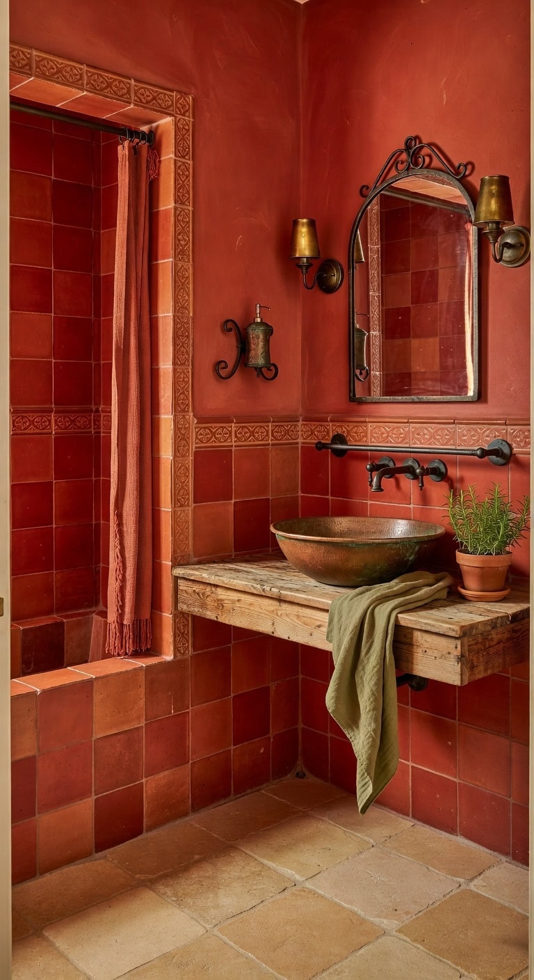terracotta olive wrought iron accents