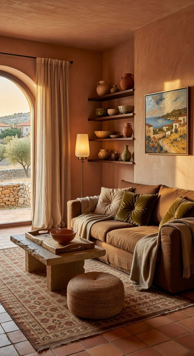 terracotta runner with olive wood