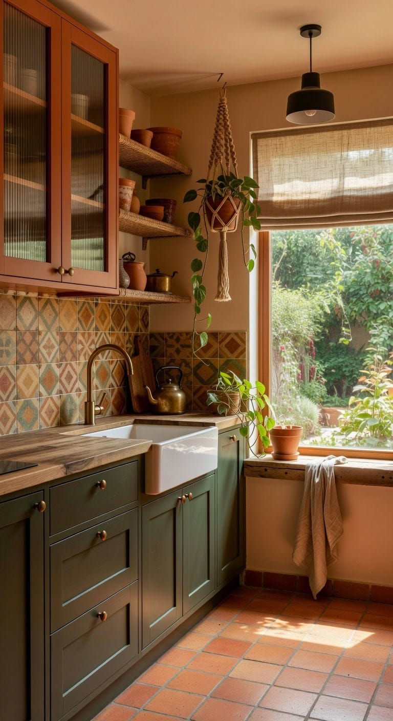 textured terracotta boho kitchen