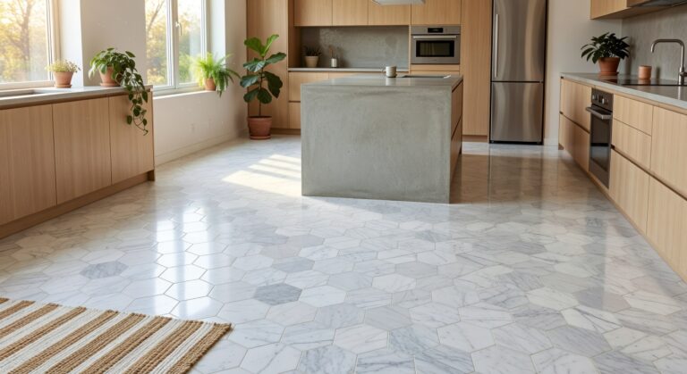 tile sheets for marble hexagon floors